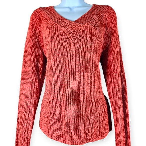 Talbots Sweaters - NWOT Talbots peach orange silk linen cable knit sweater Womens XLarge